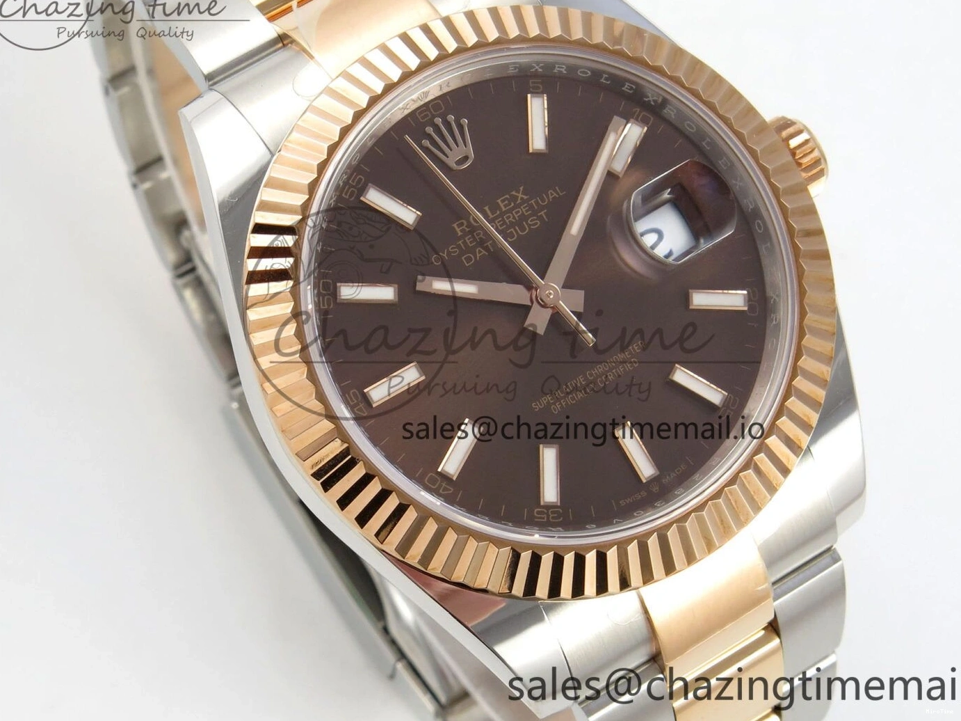 MiroTime 0210 Effortless DateJust 41 126331 SS RG ARF 1:1 Best Edition Brown Stick Dial on Oyster Bracelet SH3235 (Weighted) 201